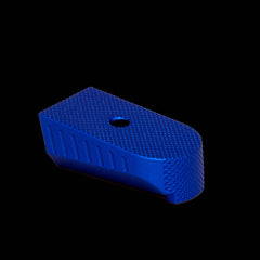 Anodised aluminium 1911 magazine base pad for Mec-Gar and Bul Armory magazines — top-down view