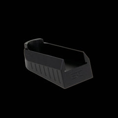 Anodised aluminium 1911 magazine base pad for Mec-Gar and Bul Armory magazines — angled view