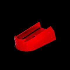 Anodised aluminium 1911 magazine base pad for Mec-Gar and Bul Armory magazines — finish detail