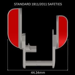 One-piece CNC ambidextrous thumb safety for 1911 and 2011 — reverse side view