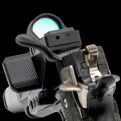 Large wide adjustable aluminium thumb rest for 1911 and 2011 — additional detail view