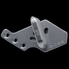 Large wide adjustable aluminium thumb rest for 1911 and 2011 — reverse side view