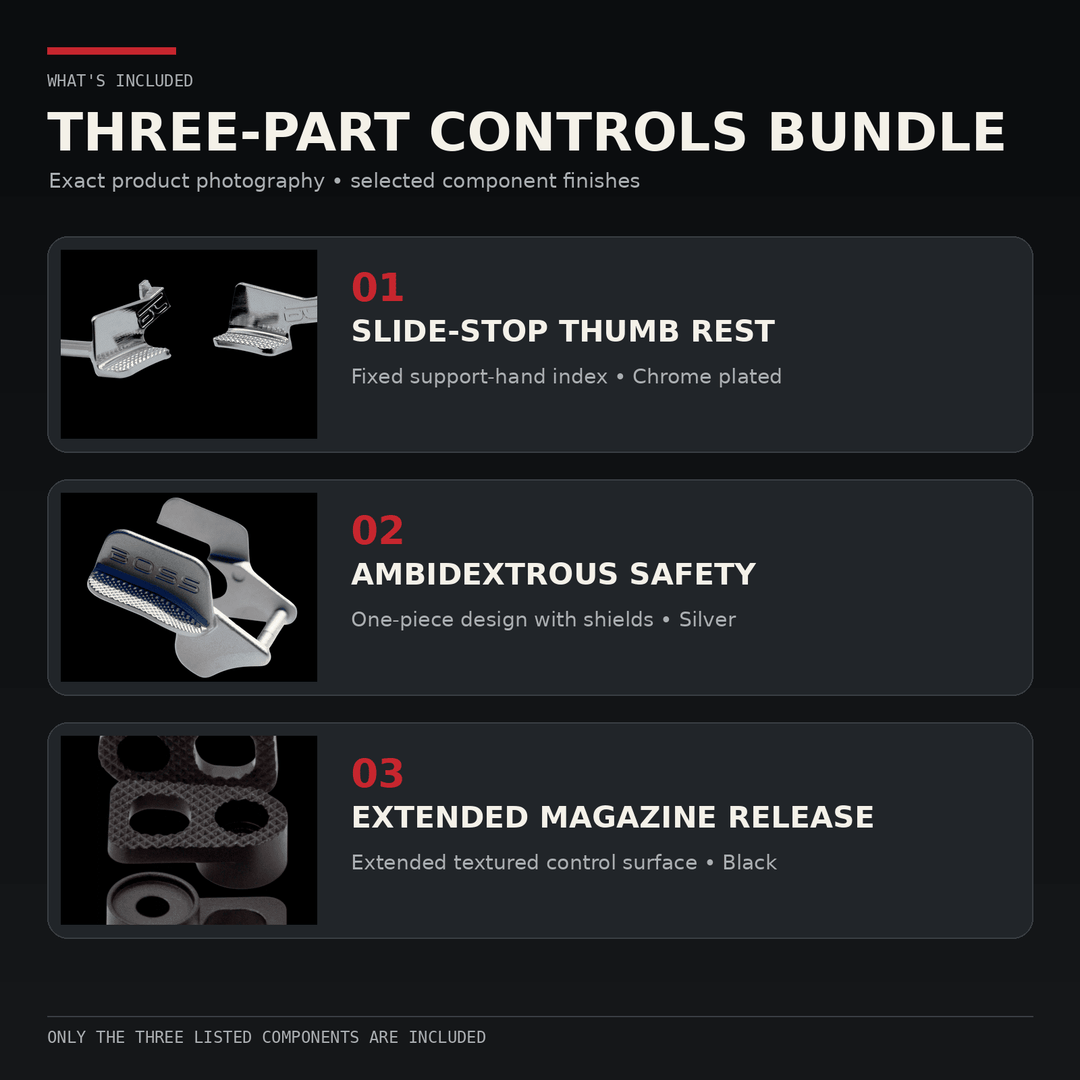 Extra wide ambidextrous thumb safety for 2011 pistols, part of the Open controls bundle