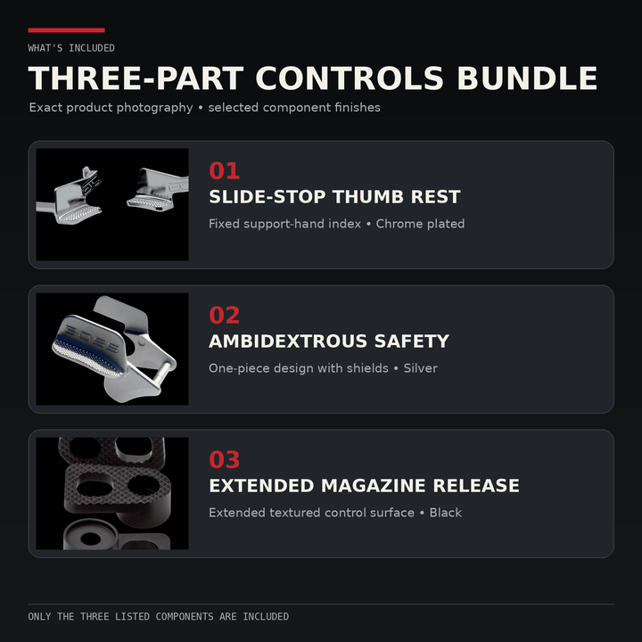 Extra wide ambidextrous thumb safety for 2011 pistols, part of the Open controls bundle