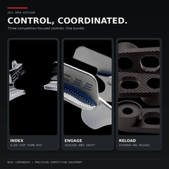 Adjustable 2011 thumb rest from the Open Division controls bundle, anodised aluminium