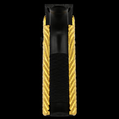 CZ Shadow 2 brass flat grip panels shown in black plated finish against a dark background