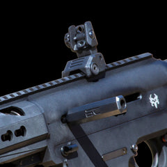 Extended machined charging handle for Berika 12g competition shotguns, oversized racking surface