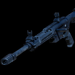 Extended machined charging handle for Berika 12g shotguns — close-up detail