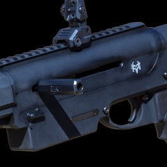 Extended machined charging handle for Berika 12g shotguns — side profile view