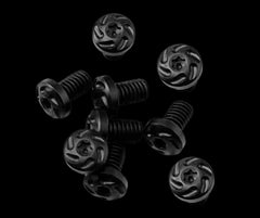 Stainless steel 1911 hex grip screw and bushing set — angled view
