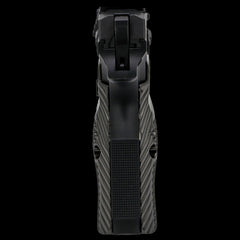 Solid brass CZ Shadow 2 palm swell grip panels shown from the side, gold plated finish