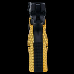 CZ Shadow 2 full-length palm swell grips in solid brass with a gold plated finish