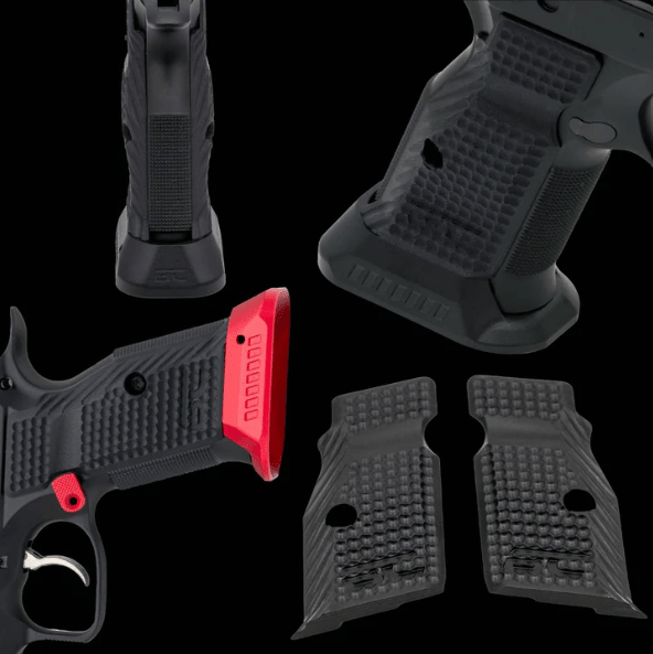 CZ Shadow 2 G10 flat short grips cut for magwell clearance, textured black G10 panels