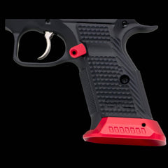 CZ Shadow 2 G10 palm swell short grips, magwell compatible — top-down view