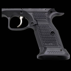 CZ Shadow 2 G10 palm swell short grips, magwell compatible — further product angle