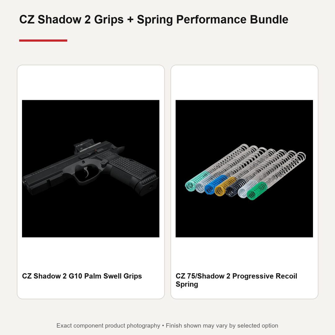 CZ Shadow 2 performance bundle with textured G10 grip panels and a recoil spring