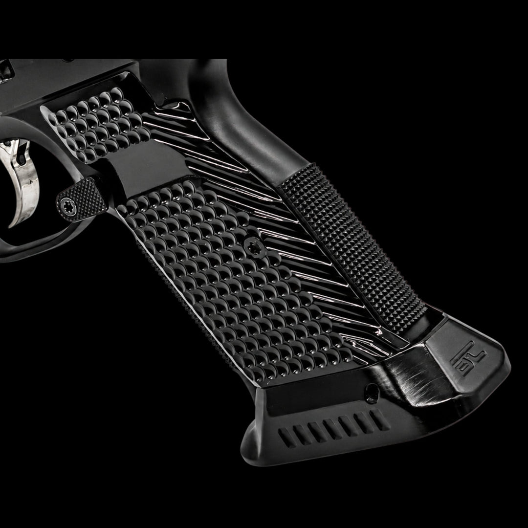 CZ Shadow 2 Magwell Shortend Brass Grips - Boss Components - brass grips - competition upgrade