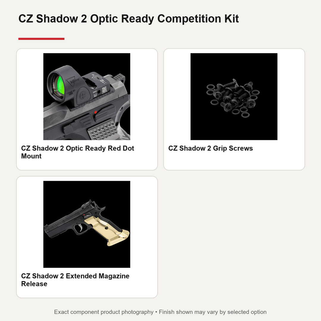 CZ Shadow 2 Optic Ready kit with red dot mount, extended mag release and grip screws