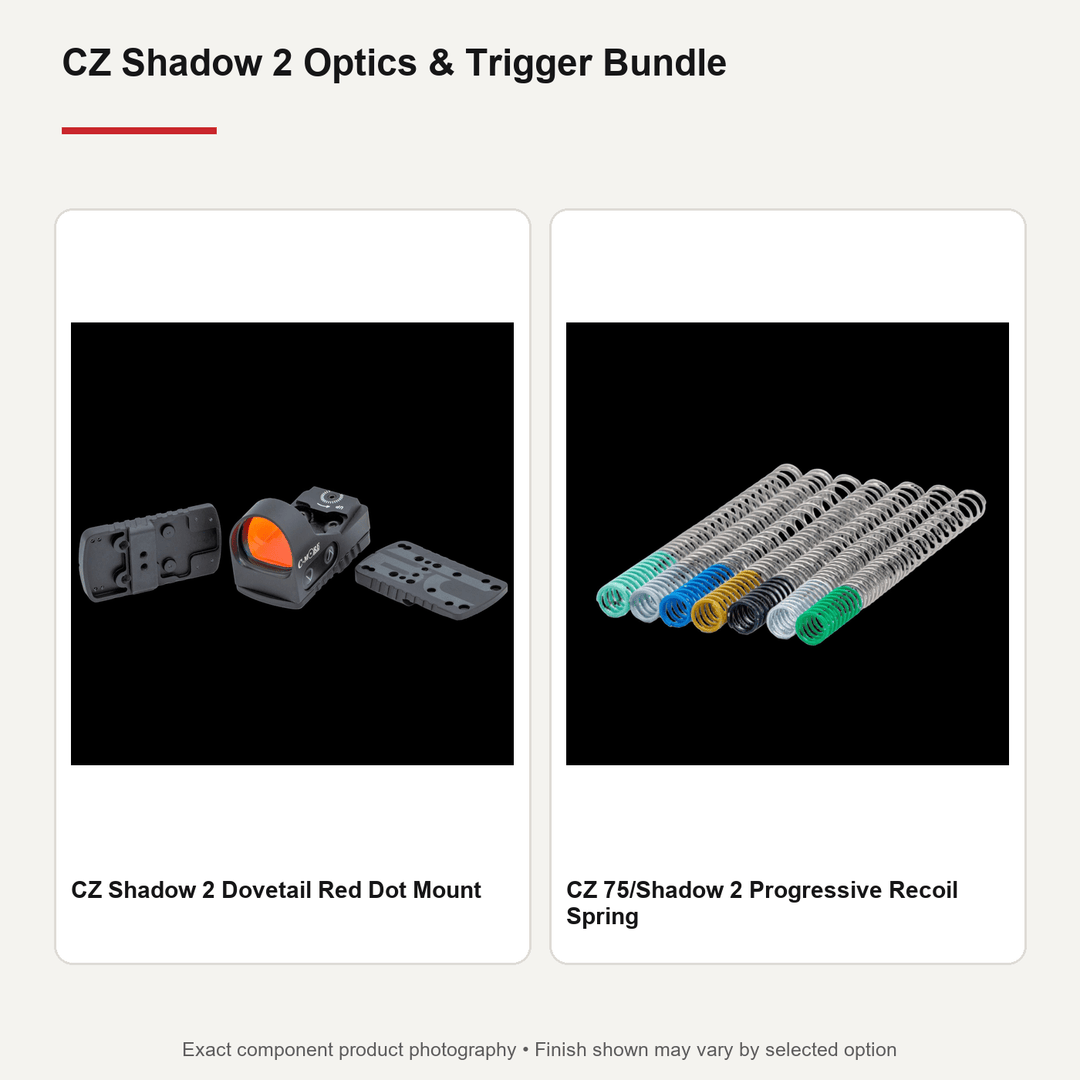 CZ Shadow 2 optics bundle with red dot mount plate and matched recoil spring