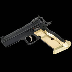Stainless steel extended magazine release button for the CZ Shadow 2 competition pistol