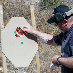 Waterproof self-adhesive target repair patches for practical shooting — angled view