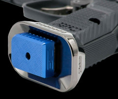 Anodised aluminium Mec-Gar magazine base pad for the CZ Shadow 2 — close-up detail